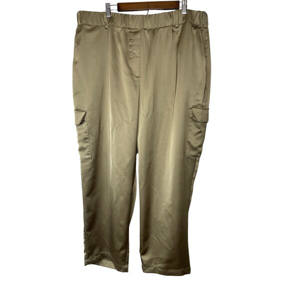 Lane Bryant slacks pants trousers women's plus size 22 brown satin wide legged - Picture 1 of 16